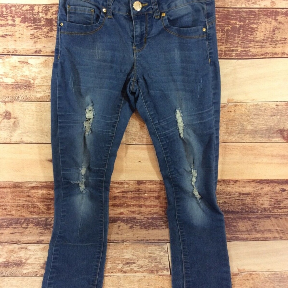 VIP Jeans Women Size 3 4 Medium Blue Wash Distress
